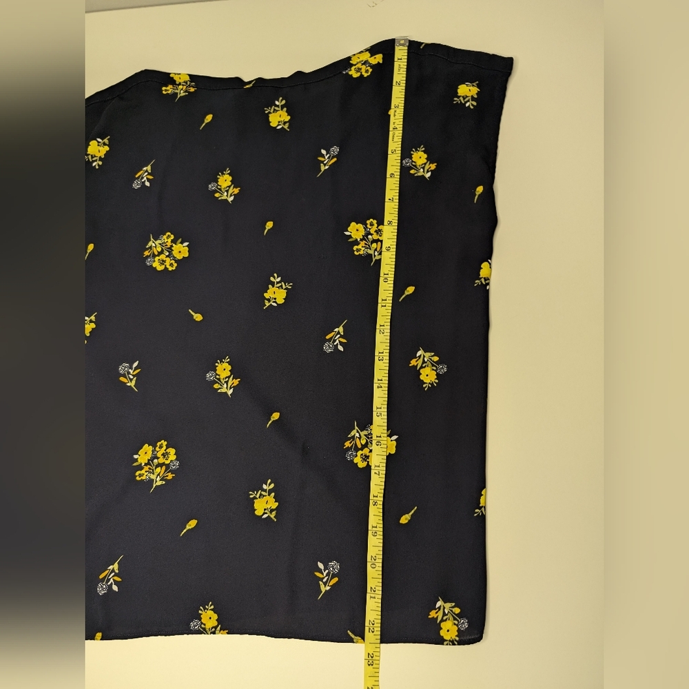 LOFT Petites SP Womens Tank Top Dark Navy/Black with Yellow Floral - Picture 6 of 6